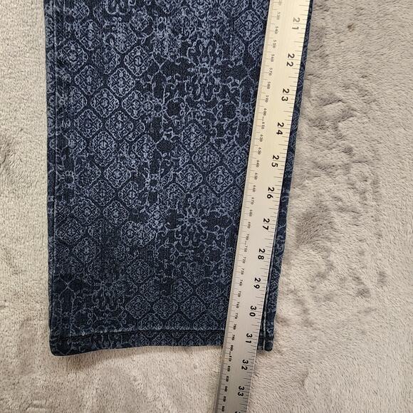 Charter Club Jeans Womens 10 Blue Geometric Lexington Straight Leg Stretch Denim - Picture 12 of 14